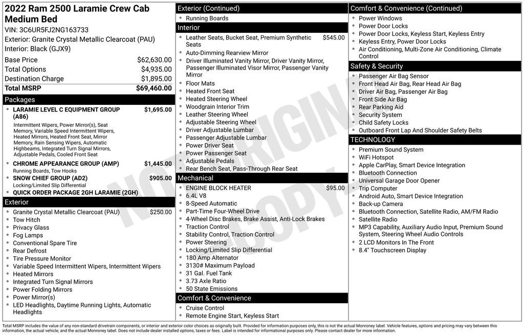 2022 RAM 2500 Laramie Crew Cab 4x4 6'4' Box