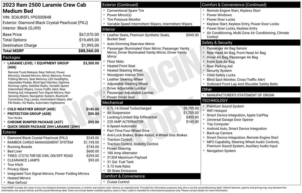 2023 RAM 2500 Laramie Crew Cab 4x4 6'4' Box