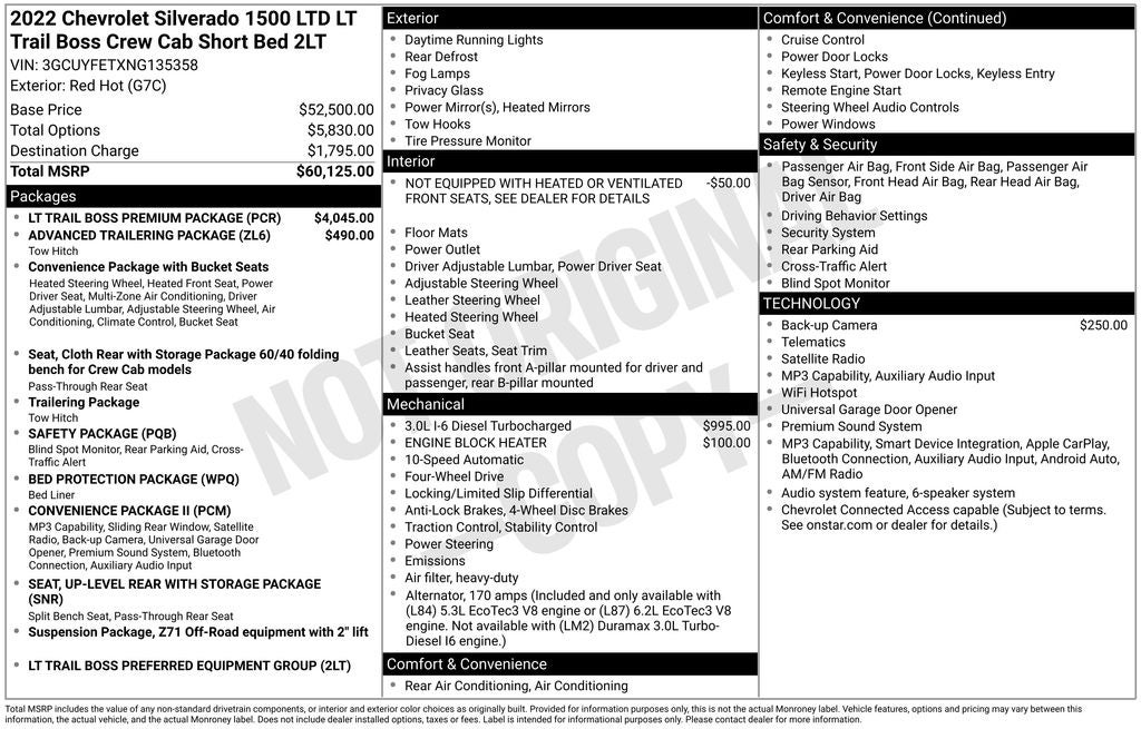 2022 Chevrolet Silverado 1500 LTD 4WD Crew Cab Short Bed LT Trail Boss