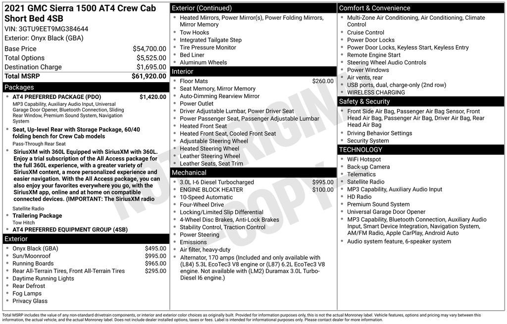 2021 GMC Sierra 1500 4WD Crew Cab Short Box AT4